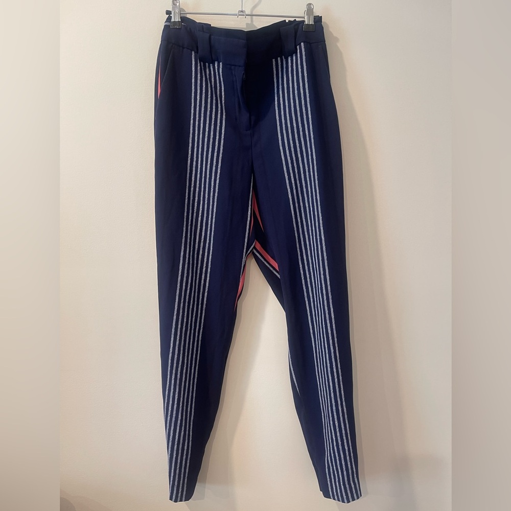 Express Tapered Ankle Pants Women's - Size 2R - Navy Blue Striped
